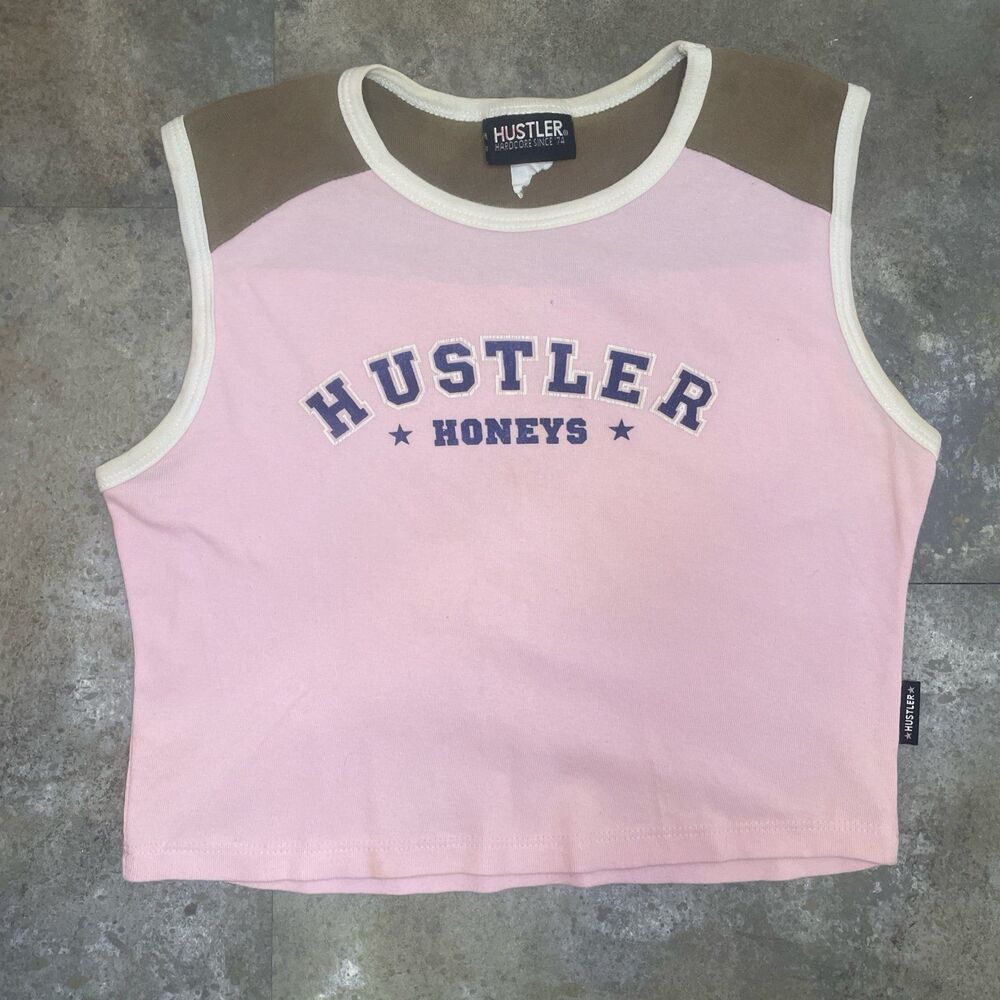 hustler hollywood official pink and brown colorblock honeys crop top medium